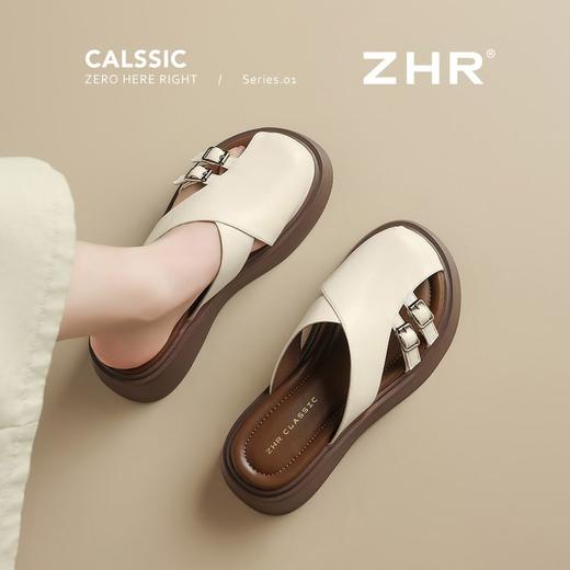 ZHR则则厚底增高拖鞋女包头拖夏季新款懒人通勤一脚蹬时尚休闲鞋 商品图0