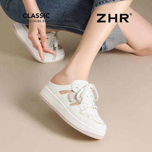 ZHR则则镂空透气包头半拖鞋女夏季小白鞋软底小白鞋半拖鞋女外穿 商品图5