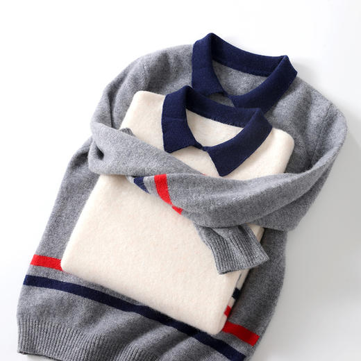 Avann阿曼衣12针Polo领儿童拼接羊毛衫MWF-53 商品图3