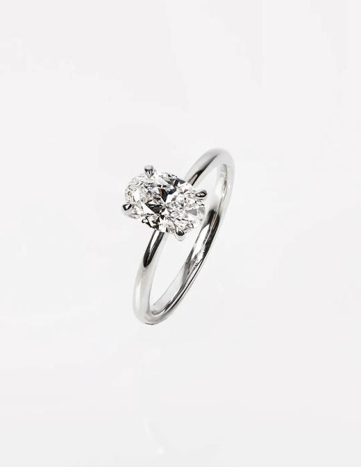 伽罗JALO R1款 VVS级 D色18K金椭圆形培育钻石戒指 商品图4