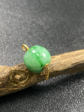 【FC0059】18K金镶嵌翡翠飘绿桶珠吊坠 飘花灵动 美观大气