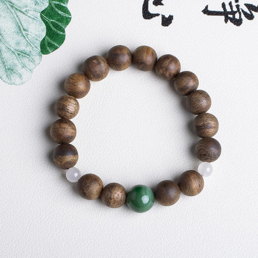 xy0486沉香+碧玉大手串 商品图0