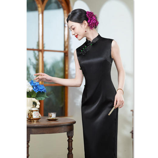 长款无袖改良夏款年轻修身走秀旗袍GX23633 商品图0