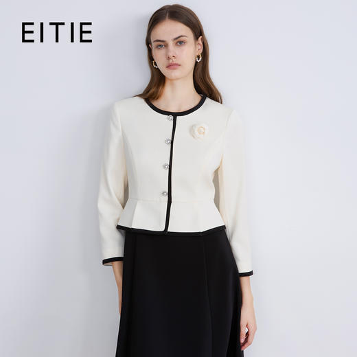 【早秋连衣裙】EITIE爱特爱精致小香风假两件优雅气质2025秋新款连衣裙C2507824 商品图0