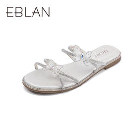 2楼伊伴2025年夏季网面烫钻蝴蝶星光钻带凉鞋B25360902