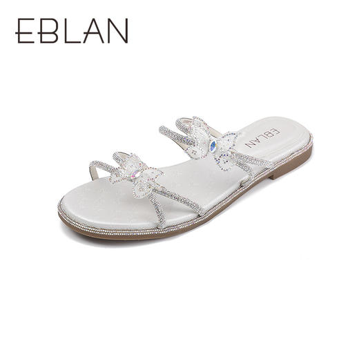 2楼伊伴2025年夏季网面烫钻蝴蝶星光钻带凉鞋B25360902 商品图0