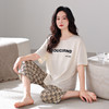 丁摩 睡衣女款夏胸垫薄款短袖七分裤家居服可外穿【棉+莫代尔】睡衣女夏5ZF-6212 商品缩略图9