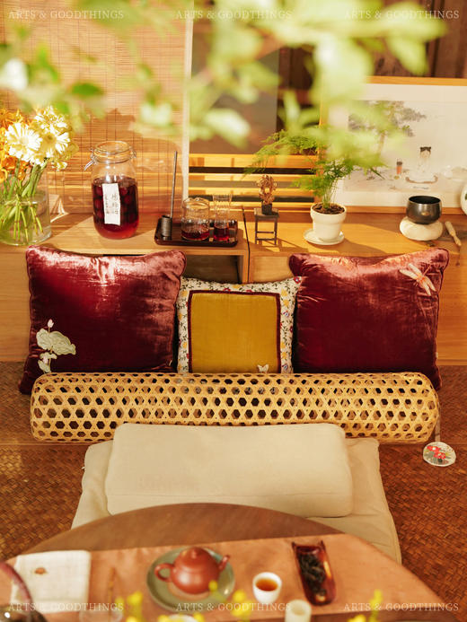 纳凉 暑日无汗头层竹篾全手工编制竹夫人 抱枕 山林曦照 商品图3