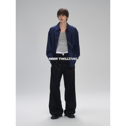 启世录TIWILLTANG“哲焕绅度”龙骨链慵懒风垂感衬衫男 商品图0