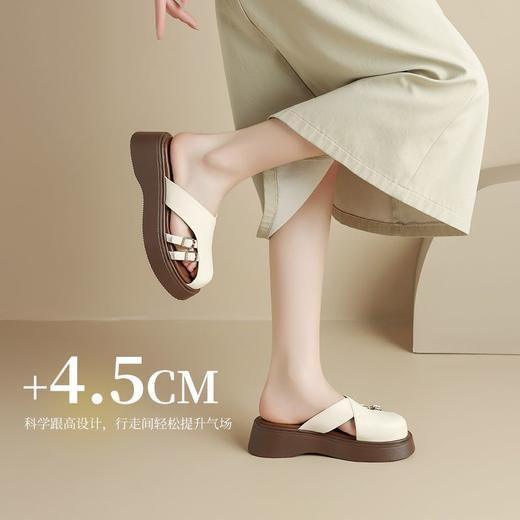 ZHR则则厚底增高拖鞋女包头拖夏季新款懒人通勤一脚蹬时尚休闲鞋 商品图2