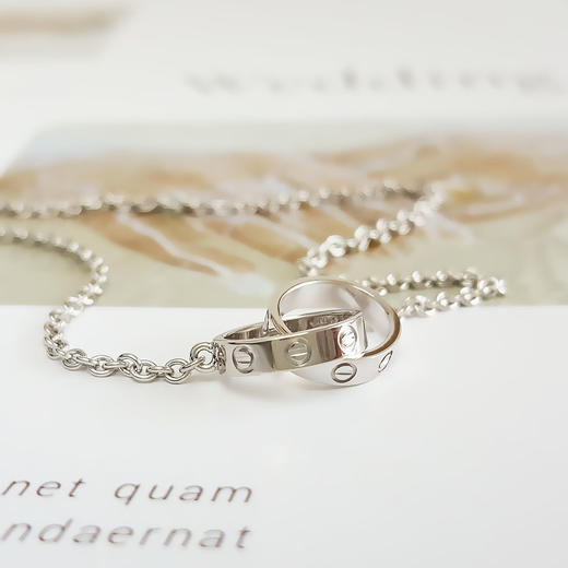 【95新】Cartier卡地亚LOVE系列B7212500 18K白金双环LOVE项链女士现售价：7800！130725TJ33 商品图2