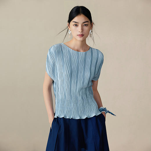【林栖设计小店】肌理感T恤多色优雅百搭修身显瘦2025夏季新款短袖上衣女F1952544 商品图0