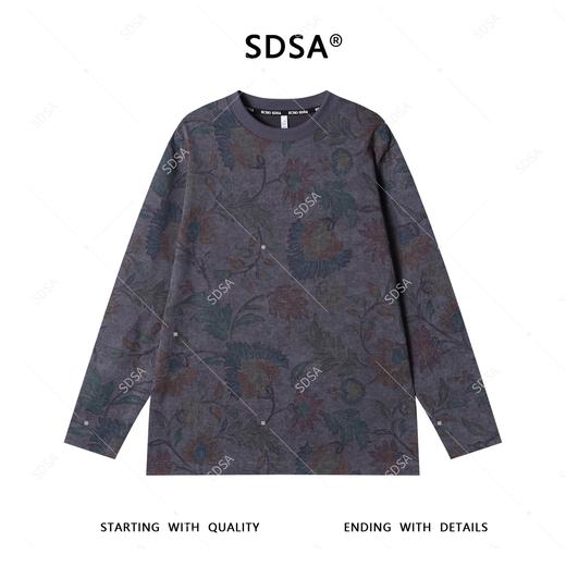 T4431SDSA秋季新款男士痞帅扎染彩色植物花卉圆领长袖T恤百搭时尚上衣 商品图1