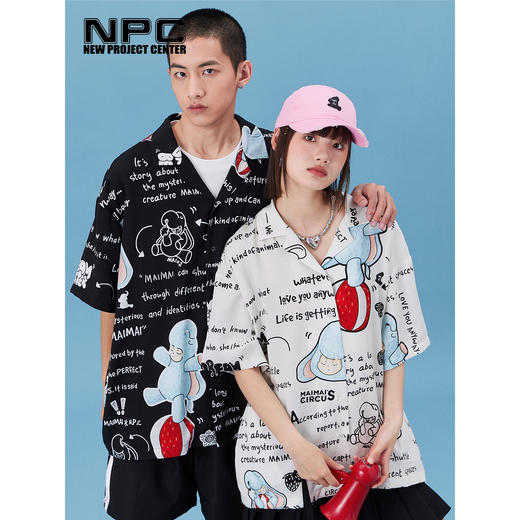 NPC潮牌＆MAIMAI联名系列天丝满印衬衫宽松夏季情侣装NP34SH01 商品图2
