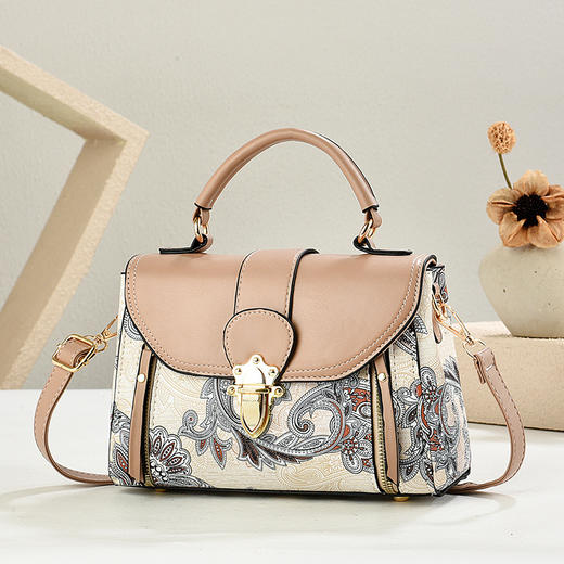 雀说 撞色时尚柔软印花单肩包简约手提斜挎女士小方包T0281 商品图8