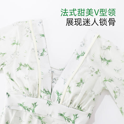 【商场同款】熳洁儿 夏日泳衣连体裙中袖网纱显瘦碎花25206309 商品图5