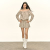 Ariseism 美式复古一字肩上衣+短裙两件套套装女秋季新款 商品缩略图2