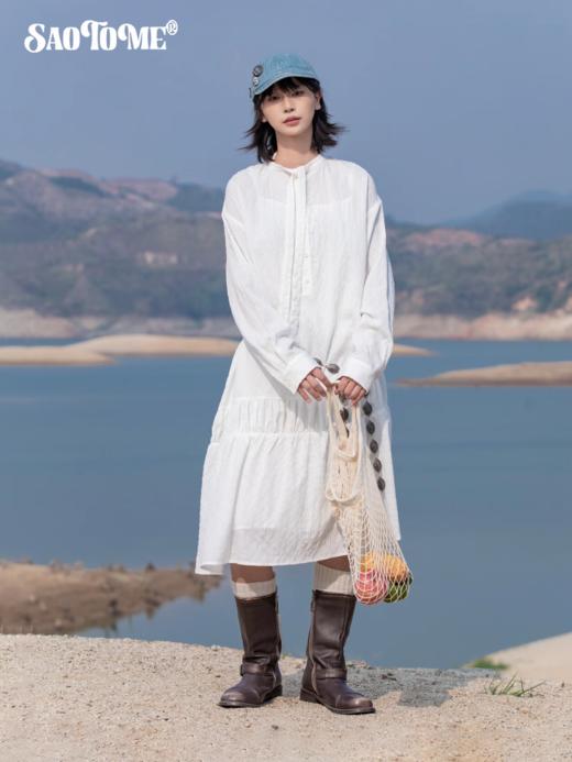 早乙女惠子saotome/STMQZ252322/小立领抽褶长袖长裙 商品图0