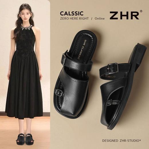 ZHR则则双扣饰平底拖鞋女2025夏季新款包头拖外出通勤ins超软女鞋 商品图1