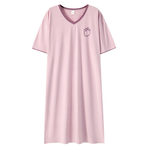 丁摩 睡裙女夏款莫代尔短袖V领可外穿家居服夏天薄款女士睡裙5ZF-22565 商品图4