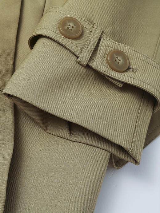 利落飒爽 卡其色短款风衣 双排扣 + 腰带 经典英伦风 显气质 商品图4