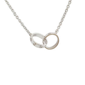 【95新】Cartier卡地亚LOVE系列B7212500 18K白金双环LOVE项链女士现售价：7800！130725TJ33