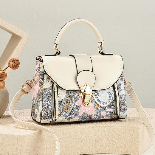 雀说 撞色时尚柔软印花单肩包简约手提斜挎女士小方包T0281 商品图1