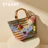 星期六竹节手柄多彩编织托特包SSD521A02Y 商品缩略图2