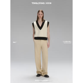 启世录TIWILLTANG"壑影霜形"定制混纺百搭亲肤大v领套头毛衫男