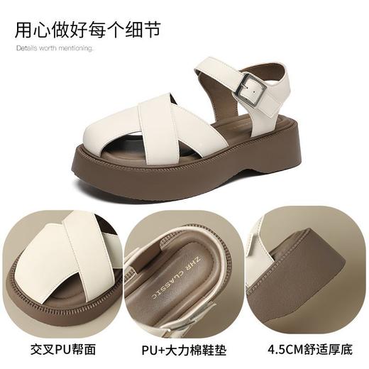 ZHR则则厚底罗马凉鞋女2025新款夏季松糕底女鞋超软舒适包头凉鞋 商品图2