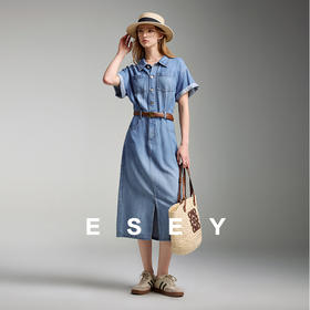 【复古-牛仔连衣裙】逸阳轻奢高级感短袖a字版收腰裙子5098