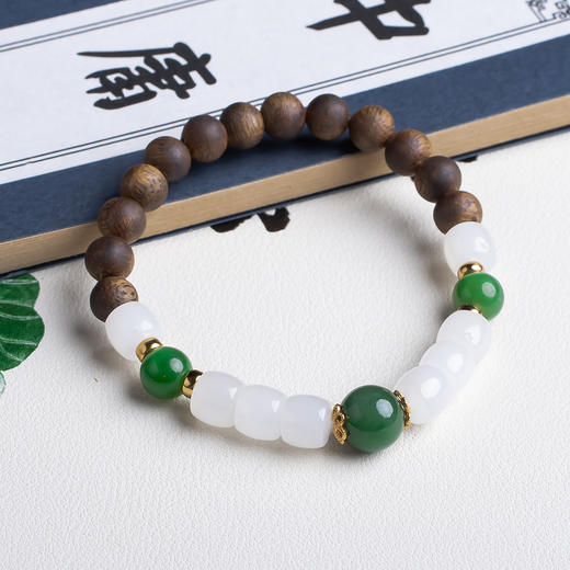 xy0481沉香+和田玉三生三世手串 商品图4