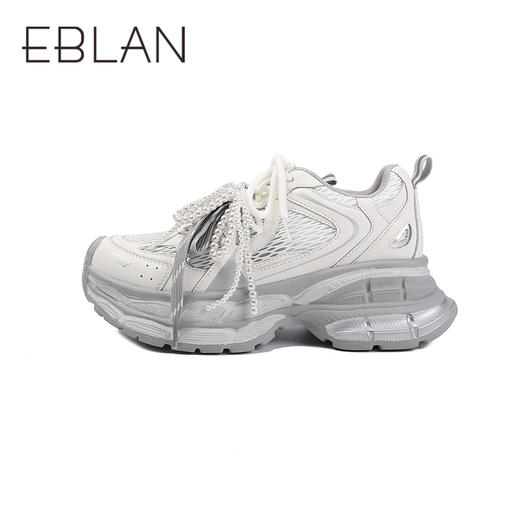 2楼伊伴2025年夏季串珠鞋挂撞色鞋带厚底老爹鞋B25321111 商品图1