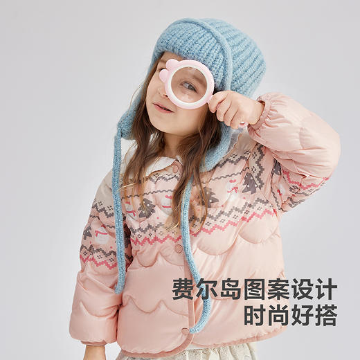 笛莎Deesha 童装女童羽绒服2025冬新款女童可爱印花轻薄羽绒服 商品图1