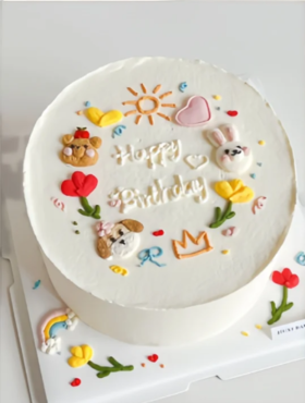 可爱狗狗兔兔熊熊小动物卡通手绘蛋糕-低糖处理无添加