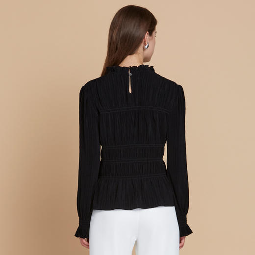 【舒适醋纤木耳领衬衫】EITIE爱特爱压褶显瘦长袖T恤2025秋季新款C2513836 商品图4