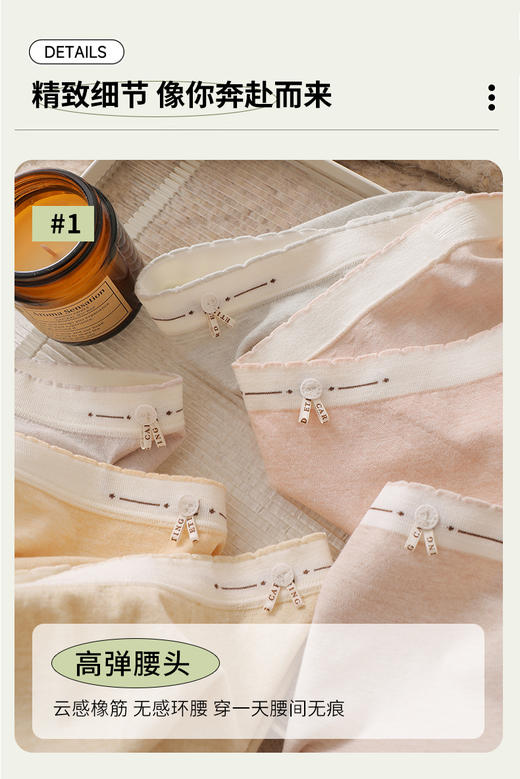 新款少女甜美撞色腰头无缝内裤蝴蝶结时尚女士三角内裤8670 商品图5