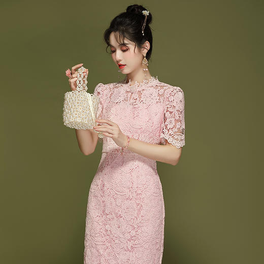 「自」全新升级【铂金会员422/天猫569/差价147】(02052)洛诗琳新中式气质刺绣连衣裙225夏季国风修身改良旗袍裙女 商品图3