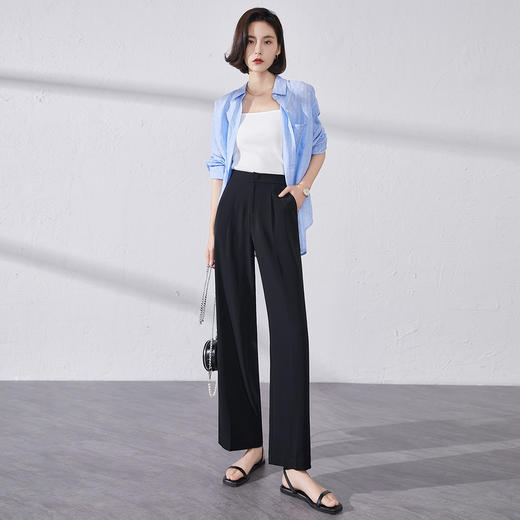 【夏日凉感神裤】逸阳夏新薄款高腰休闲小个子九分阔腿裤6371 商品图6