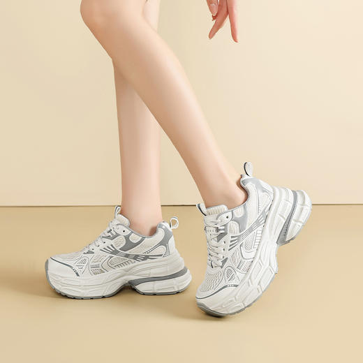 ZHR则则银色老爹鞋女2025春夏新款厚底透气增高7cm爆款休闲鞋 商品图3