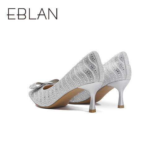 2楼伊伴2025年秋季星河感闪钻鞋面舒适压印垫脚高跟单鞋B25461621 商品图3