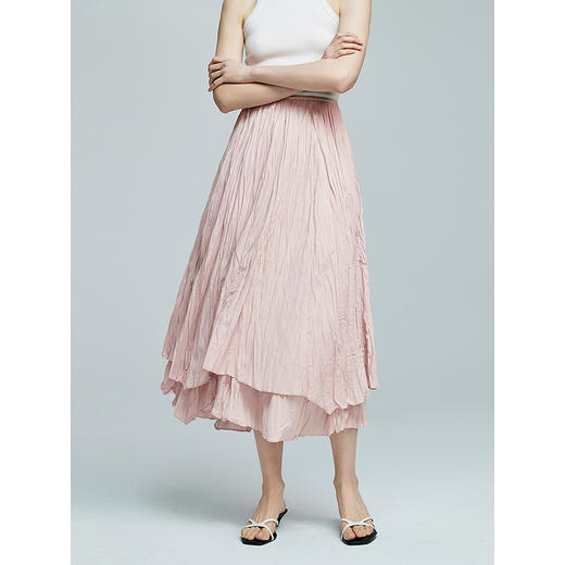 初棉双层雪纺半身裙363617019 | 质地轻盈柔软、舒适不闷、版型合身、展现优雅曲线、后中长设计显高显瘦、多尺码可选、日常通勤百搭 商品图1