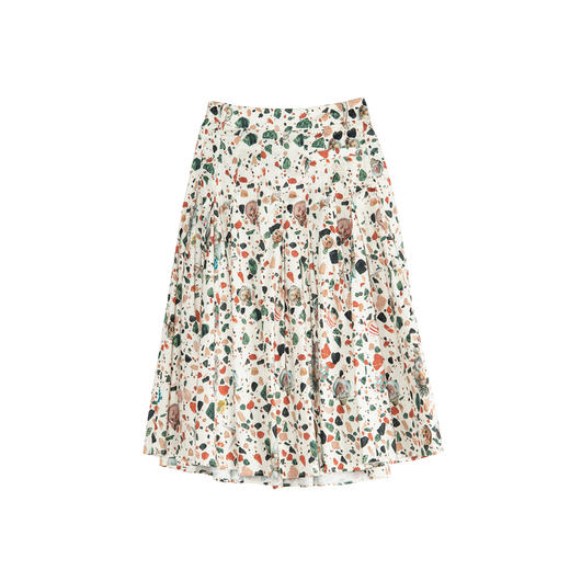 谜底花色半身裙2025秋季新款复古风修身印花百褶中长裙257MB7821 商品图4