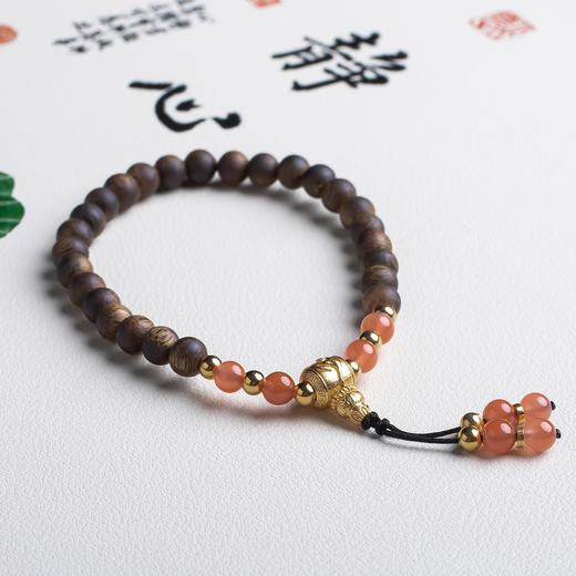 xy0489沉香+南红国风手持手串 商品图2