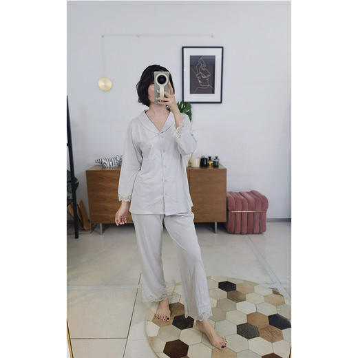 宽松版型 轻薄透气 云柔棉青果领套装 婴儿肌触感 贴肤无痕 松紧腰头 舒适不勒 商品图5