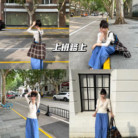 新品上身 |上班路上，法工蓝阔腿裤给的精致感🎄