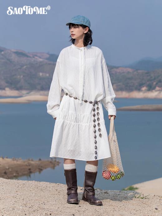 早乙女惠子saotome/STMQZ252322/小立领抽褶长袖长裙 商品图1