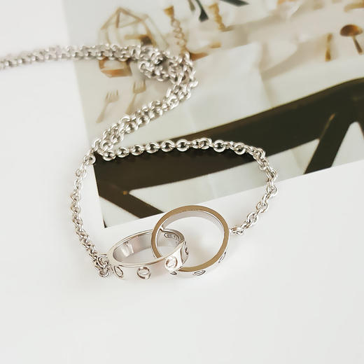 【95新】Cartier卡地亚LOVE系列B7212500 18K白金双环LOVE项链女士现售价：7800！130725TJ33 商品图3