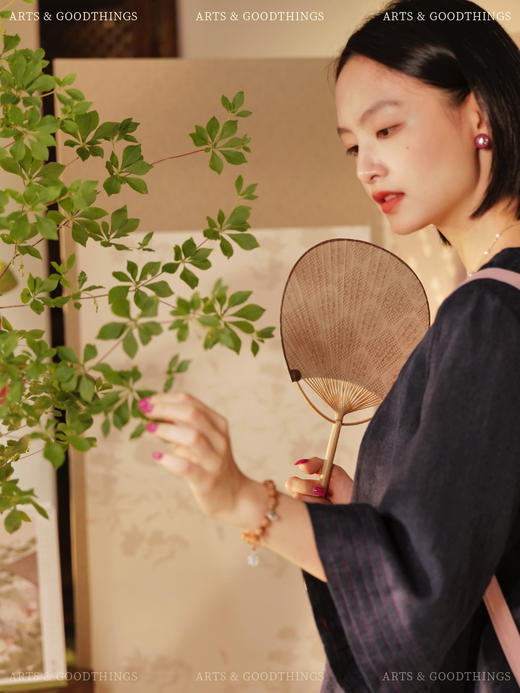 纨扇  手工托裱竹织锦绣坠凉扇 山林曦照 商品图1