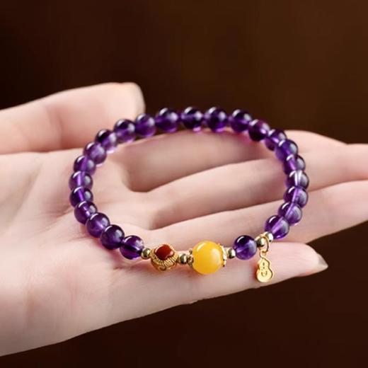 紫气东来蜜蜡珍珠紫水晶手串6mm 商品图1